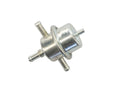 GoWesty water-cooled Vanagon fuel pressure regulator, black metal component with hoses attached, designed for engine fuel system.