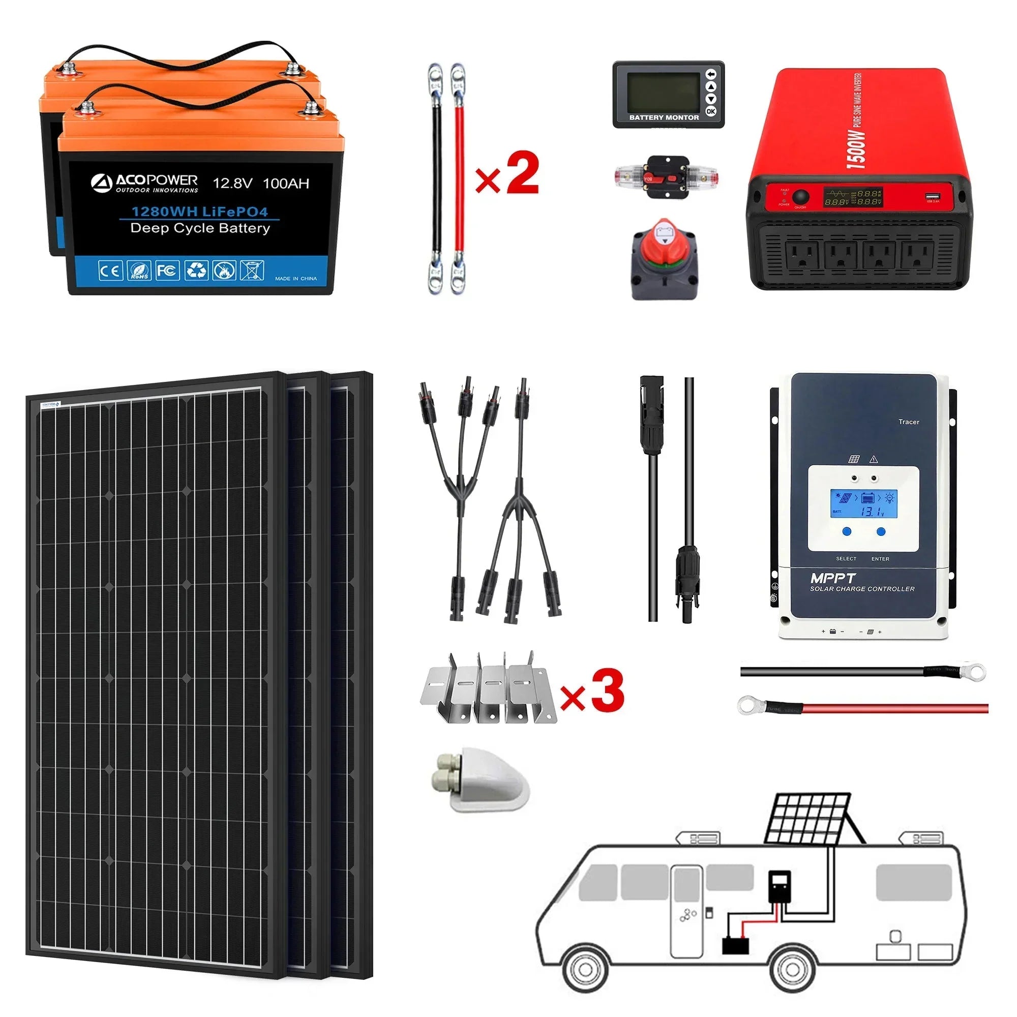 ACOPOWER 200Ah Battery 200W Solar Power System - OVERLANDERS Outfitter