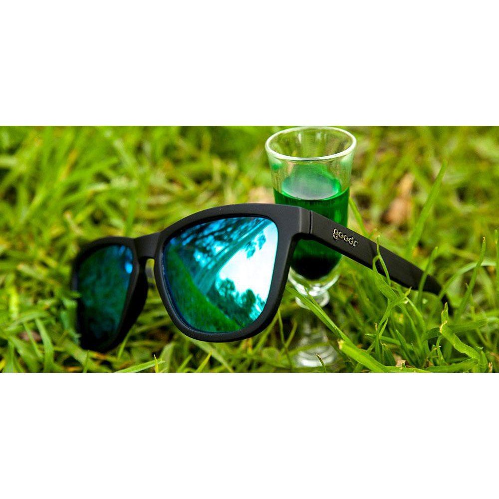 Vincent's Absinthe Night Terrors OG polarized sunglasses with dark tinted lenses and stylish black frame, accessory by Rare Air Discs.