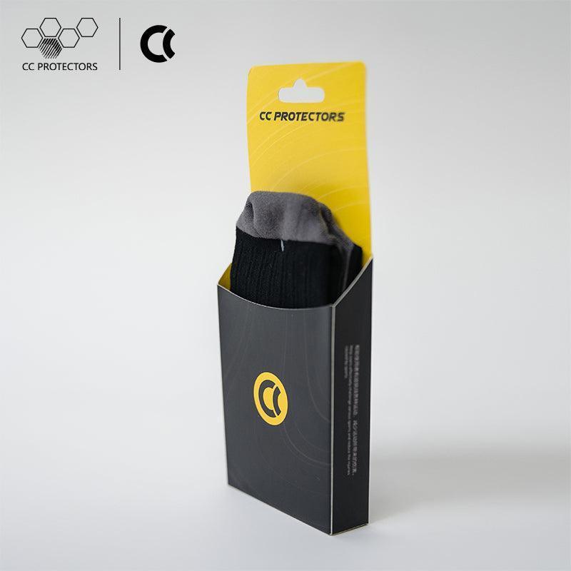 Bean's Moto Booth CC™ Antibacterial Quick-Dry Motorcycle Riding Socks, close-up view of black socks with cushioned sole and breathable fabric