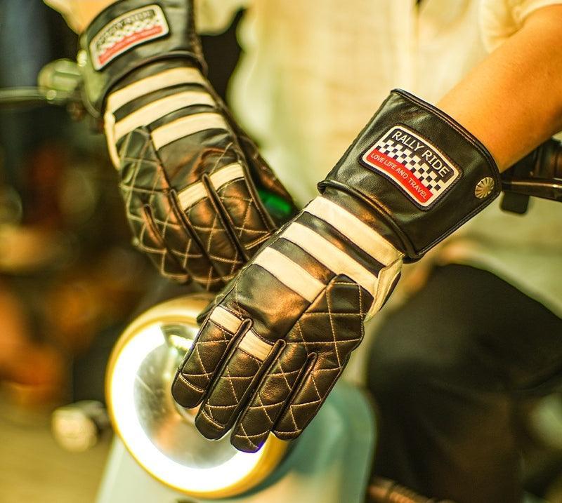 Vintage winter riding gloves by UGLYBROS™ from Bean's Moto Booth, featuring leather and insulated lining for motorcycle riding.