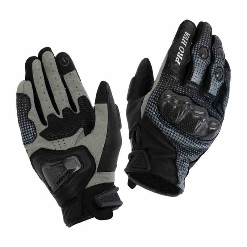 Bean's Moto Booth HVA™Tactical all-season motorcycle riding gloves with reinforced palms and adjustable straps, black and gray design.