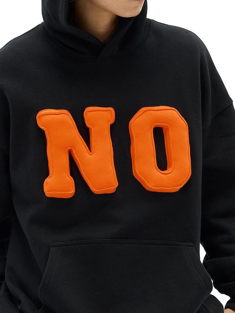Bean's Moto Booth Stop Asking 3D hoodie in black with bold white 3D text design front view