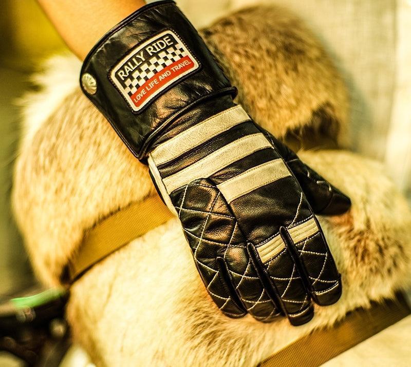 Vintage winter motorcycle riding gloves by UGLYBROS™ from Bean's Moto Booth, featuring leather design and insulated lining.