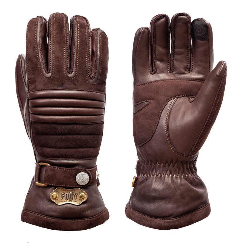 Bean's Moto Booth FOGY™ winter leather motorcycle gloves with reinforced palms and adjustable straps for enhanced grip and comfort.
