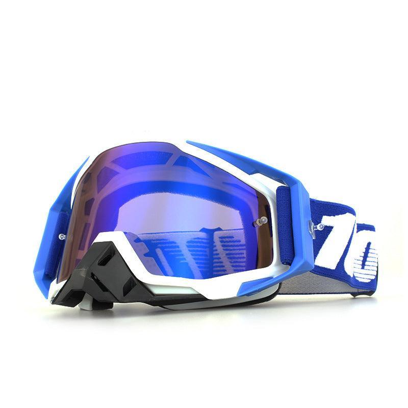 Bean's Moto Booth 100% Off-Road Motorcycle Goggles with clear lens and adjustable strap, designed for motocross and off-road riding.