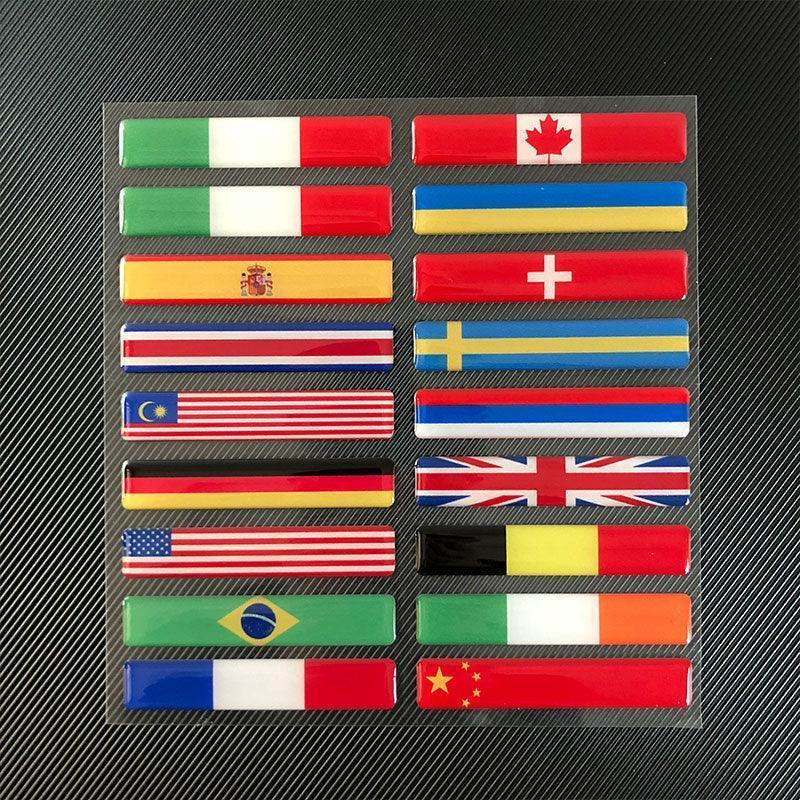 Decorative 3D national flag motorcycle helmet stickers by Bean's Moto Booth, featuring vibrant flag designs for helmet customization.