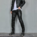 Bean's Moto Booth VOLERO™ motorcycle leather pants designed for winter windproof riding with protective, durable leather material.