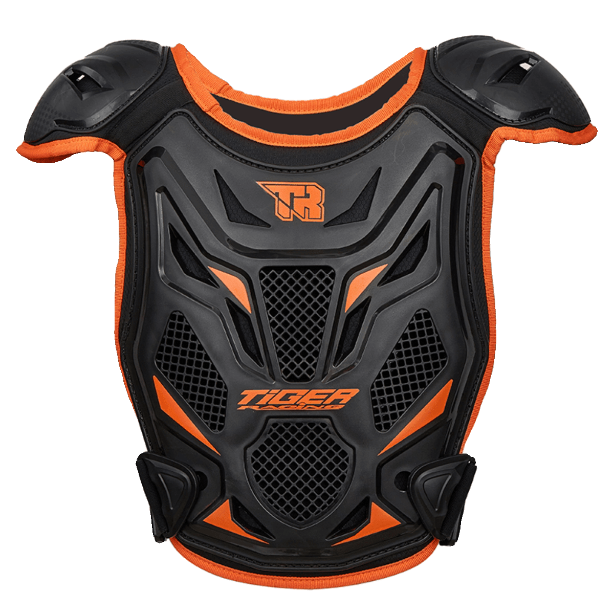 Children’s motorcycle impact-resistant armor jacket from Bean's Moto Booth with padded protection and vibrant colors.
