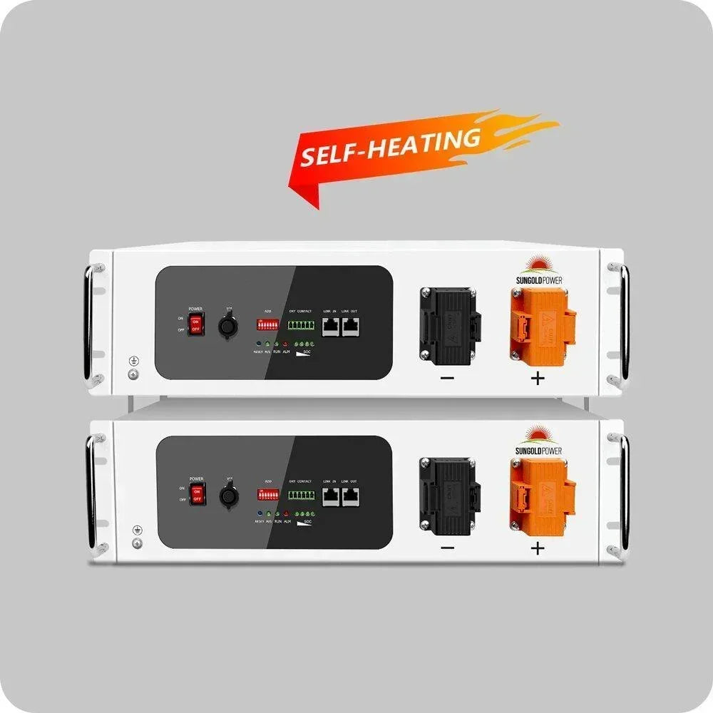 Green Vista Living Sungold Power SGH48100T lithium battery for server racks, 48V, 100AH, self-heating feature, compact design