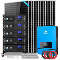 Green Vista Living Off Grid Solar Kit with 12 solar panels and lithium battery, 10KW capacity, for off-grid power solutions.