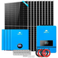 Off Grid Solar Kit with 10 Green Vista Living 550W solar panels, 4 Powerwall lithium batteries, and 10KW inverter.