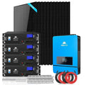 Off Grid Solar Kit with 12 solar panels, lithium batteries, and 8000W inverter by Green Vista Living for off-grid energy.