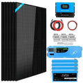 Green Vista Living Off Grid Solar Kit with 6 solar panels, lithium battery, and inverter, for renewable energy storage and usage