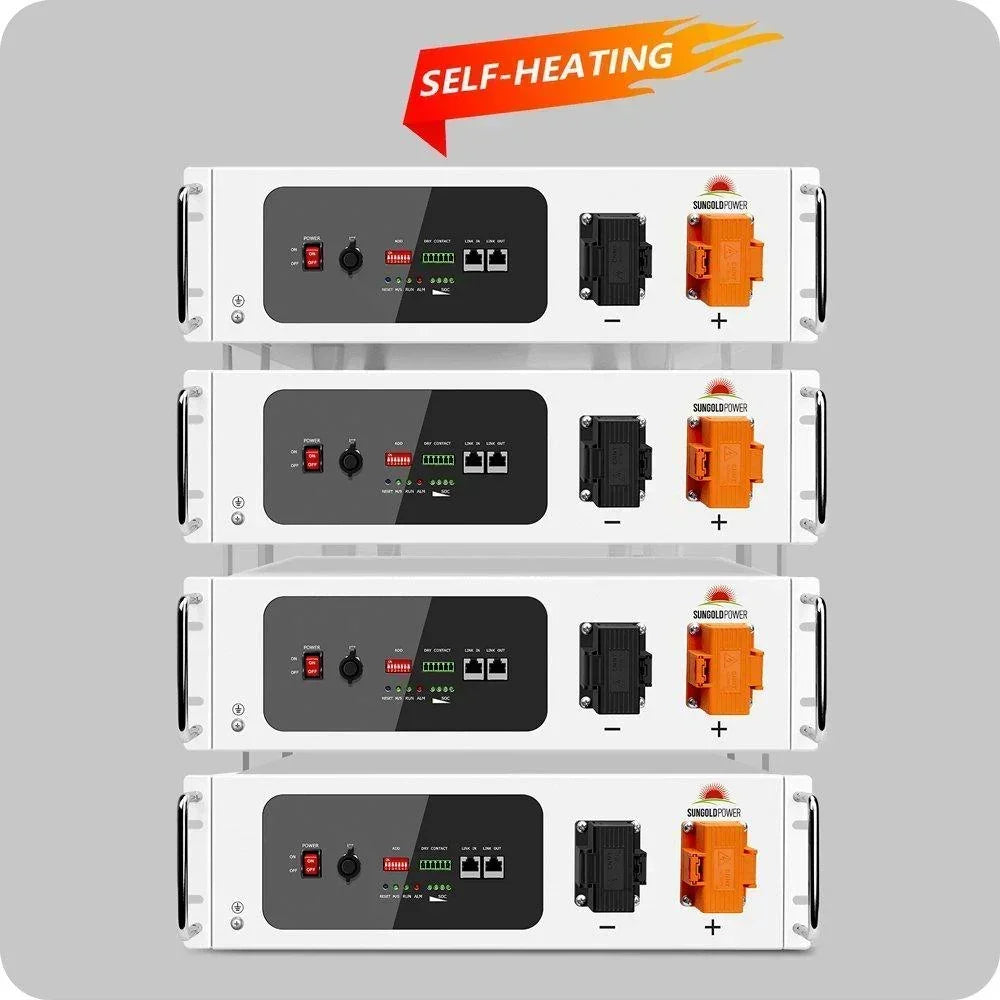 Sungold Power SGH48100T lithium server rack battery by Green Vista Living, 48V 100AH, self-heating, compact and durable design