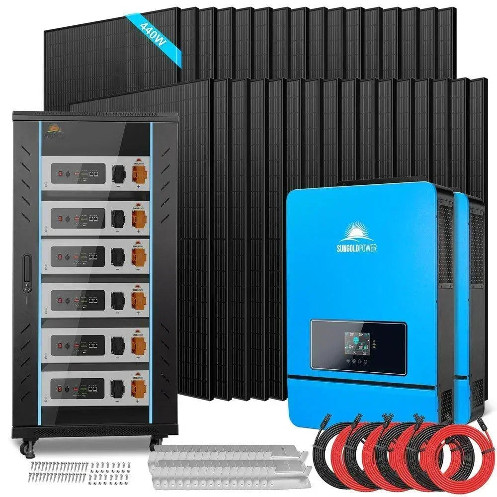 Off Grid Solar Kit 20Kw 48VDC 120v/240v 30.72kwh Lithium Battery 32 X 450 Watts Solar Panels SGR-20K30E - OVERLANDERS Outfitter