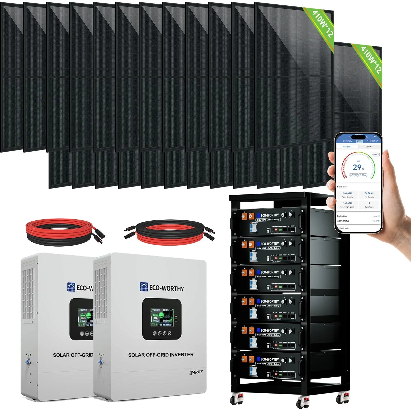 ECO-WORTHY Complete Off-Grid Solar Panel Kit | 2×5kW 120V/240V Output | 20.48kWh–30.72kWh Lithium Battery | 7380W–9840W Solar Input - OVERLANDERS Outfitter