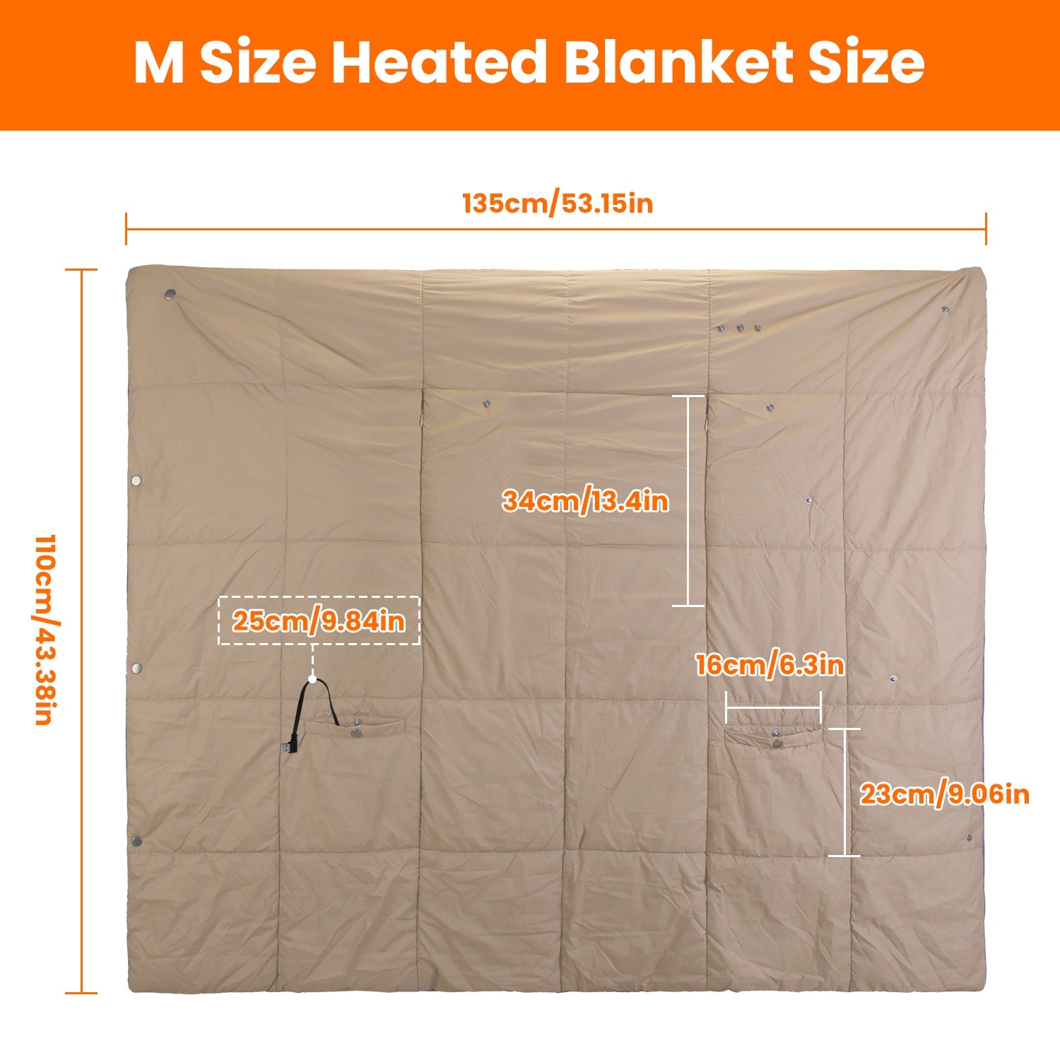 USB Heated Blanket Electric Heated Poncho Shawl Wrap Throw with Zipper Arm Holes Pocket 3 Heating Levels 6 Zones Dual Switch 5V/2A Machine Washable fo - OVERLANDERS Outfitter