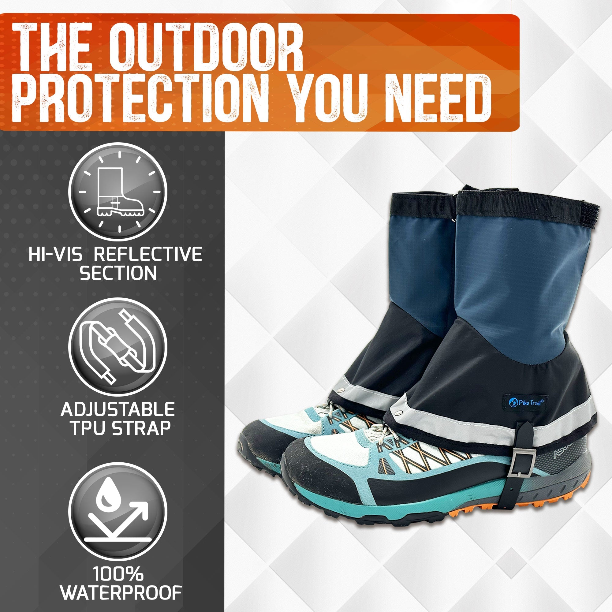 Pike Trail Mid Length Gaiters Small/Medium Adjustable Fit - OVERLANDERS Outfitter