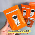 Bean's Moto Booth Doctor Helmet™ disposable visor cleaning kit with lens cleaner and compact packaging for motorcycle helmet visors.