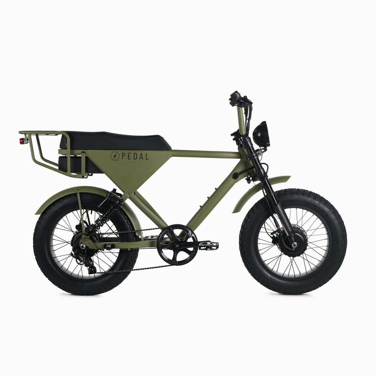 Rex E-Bikes Pedal Electric All Wheel Drive [S] E-Bike front view showing sturdy frame, large wheels, and motorized drivetrain.