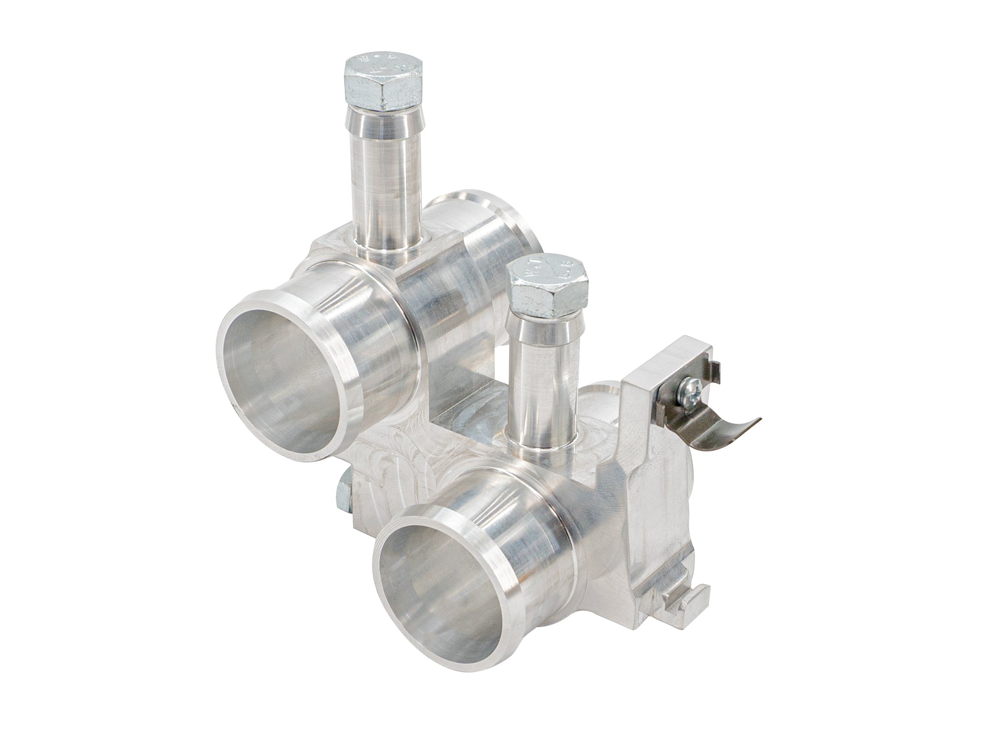 Aluminum bleeder valve with plugs installed for early Vanagon by GoWesty, shown in a close-up view.