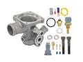 Aluminum lower thermostat housing for 2WD and Syncro Volkswagen vehicles, branded GoWesty, shown in the image.