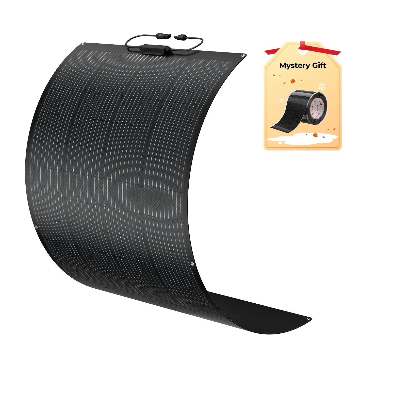 Green Vista Living BougeRV Arch 200W fiberglass flexible curved solar panel showing its lightweight, curved design for portable solar energy.