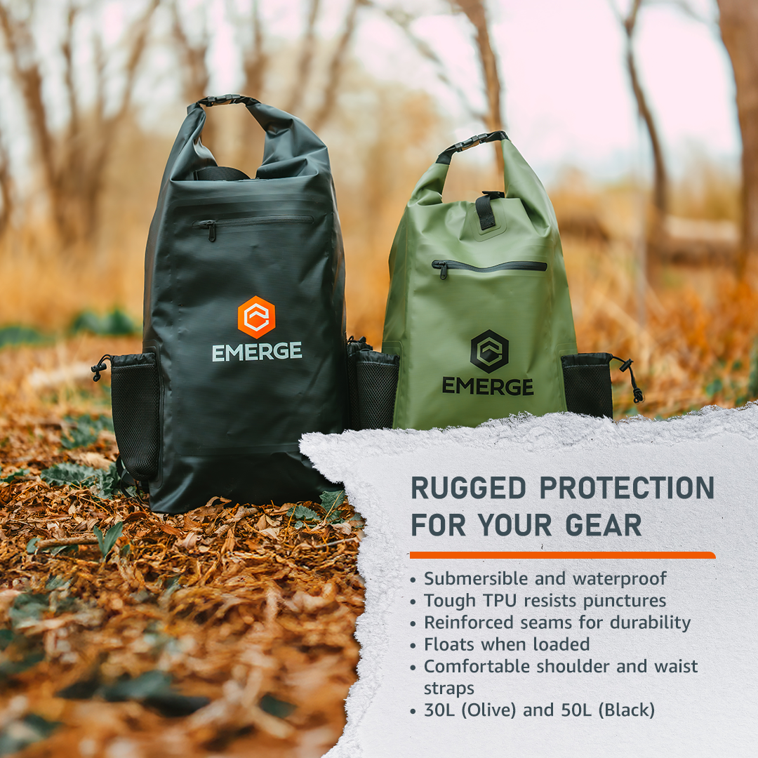 30L Heavy Duty Dry Bag w/ Straps - Olive - OVERLANDERS Outfitter