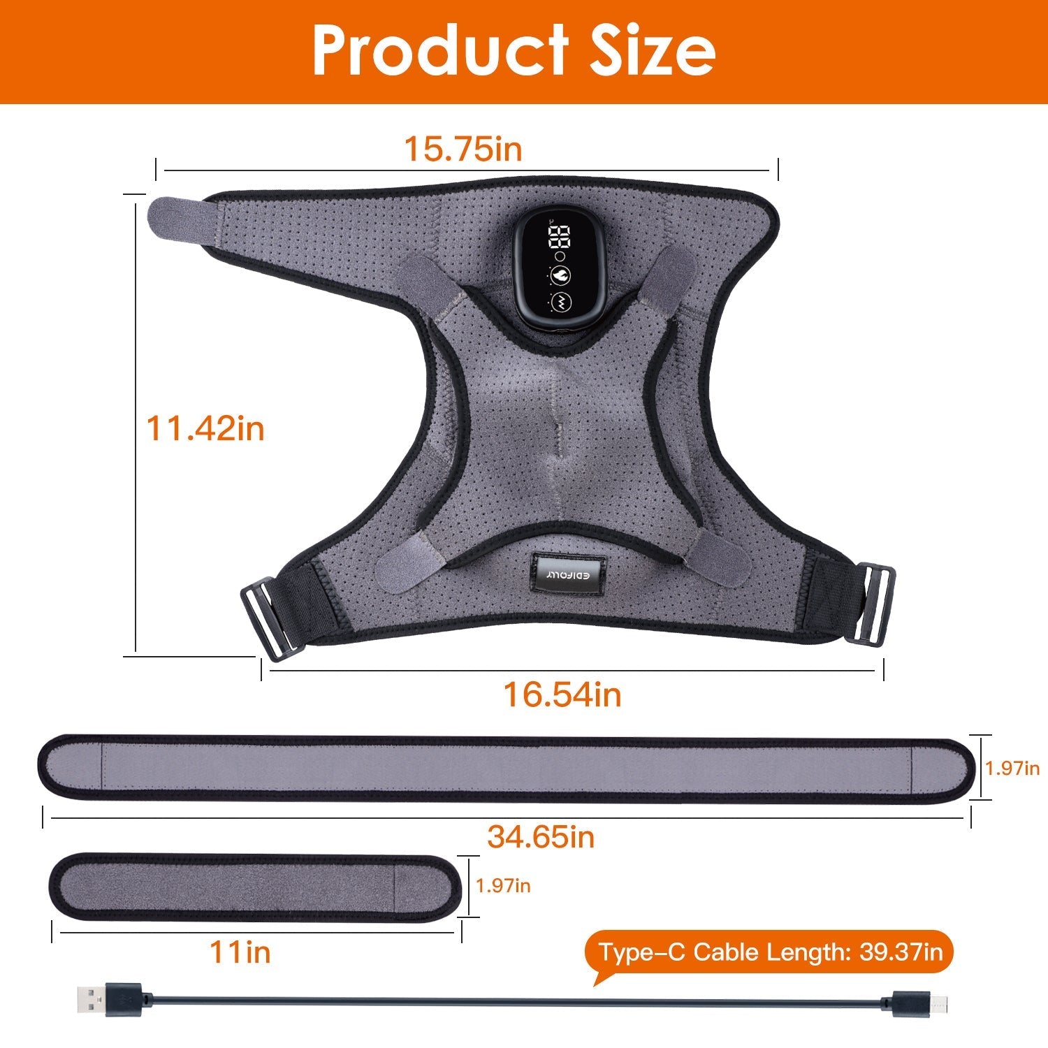 Cordless Shoulder Heating Pad Rechargeable Heated Shoulder Wrap MassagerÊShoulder Brace Supports with 3 Heating Levels 3 Vibration Modes for Left Righ - OVERLANDERS Outfitter