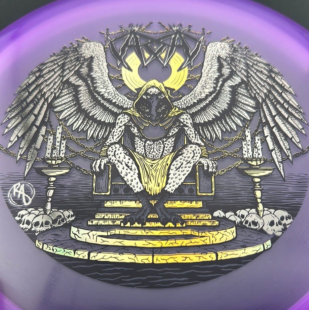 CryZtal Buzzz disc golf disc by Rare Air Discs featuring Karudi the Overseer from Cult of RAD, with vibrant design and detailed artwork.