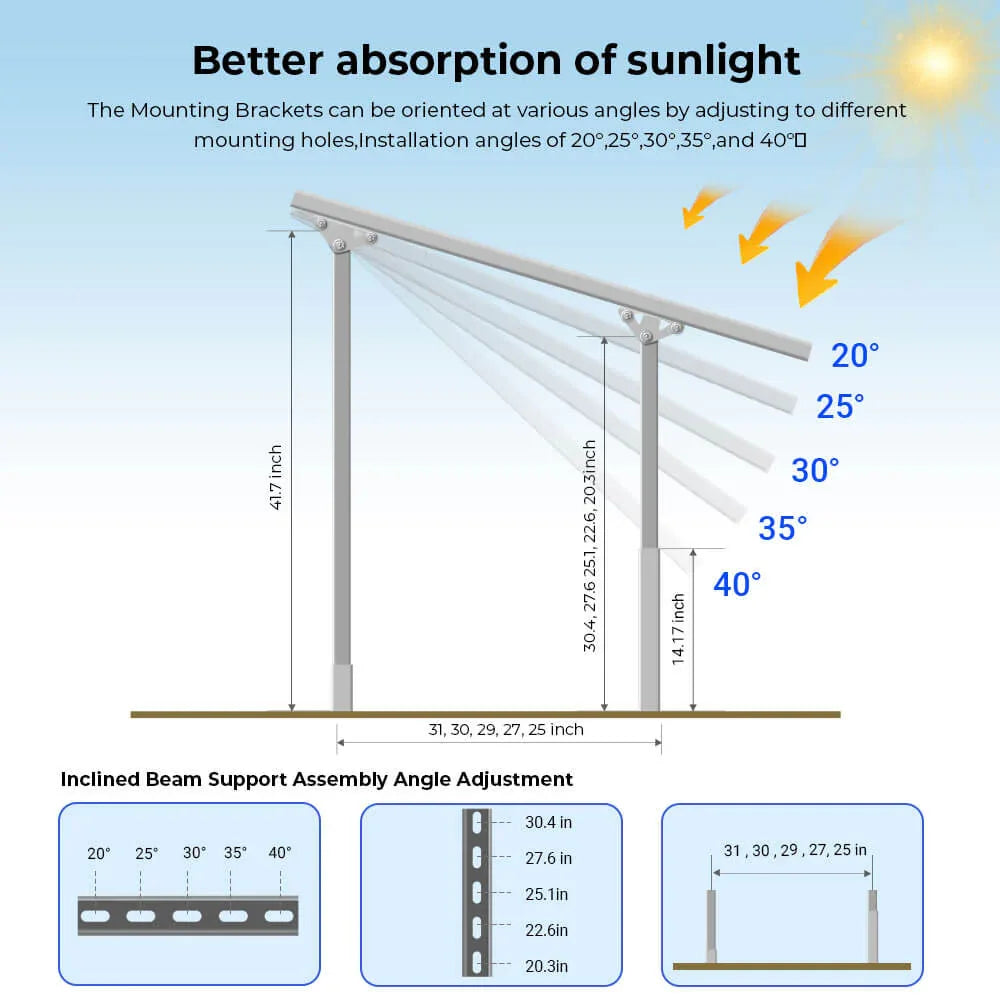 Sungold Power Modular & Expandable Ground Mount Brackets for 2× 400W–590W Solar Panels - OVERLANDERS Outfitter