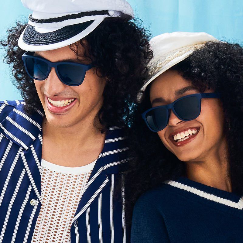 Rare Air Discs polarized sunglasses with sleek black frames and blue-tinted lenses, designed for stylish eye protection.