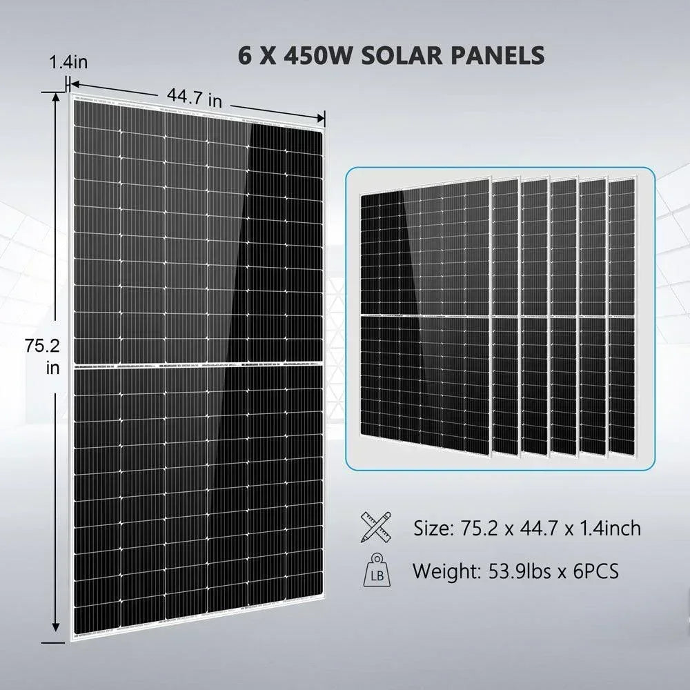 Complete off Grid Solar Kit 6500W 48V 120V/240V output 10.24KWH Lithium Battery 2700 Watt Solar Panel SGK-65PRO - OVERLANDERS Outfitter