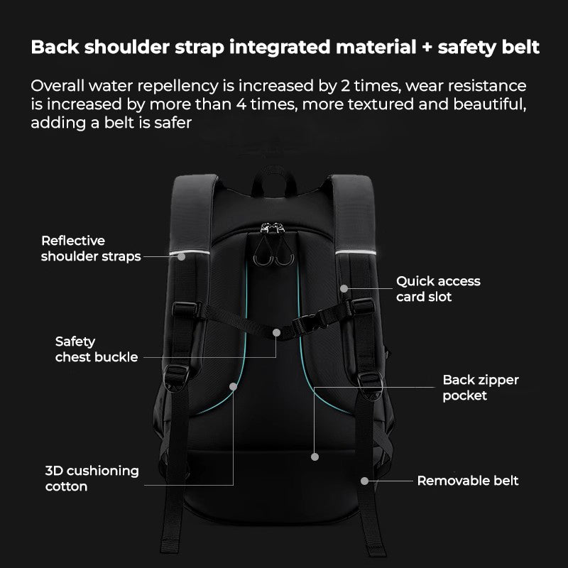 Bean's Moto Booth ALBERS™ Illuminated Helmet Backpack in Tribute Edition, featuring reflective surfaces and illuminated design for motorcycle riding.