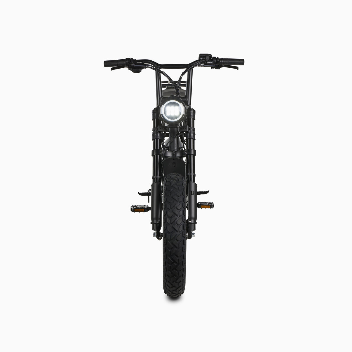 Rex E-Bikes Pedal Electric All Wheel Drive E-Bike front view showing sturdy frame and front wheel with all-wheel drive system