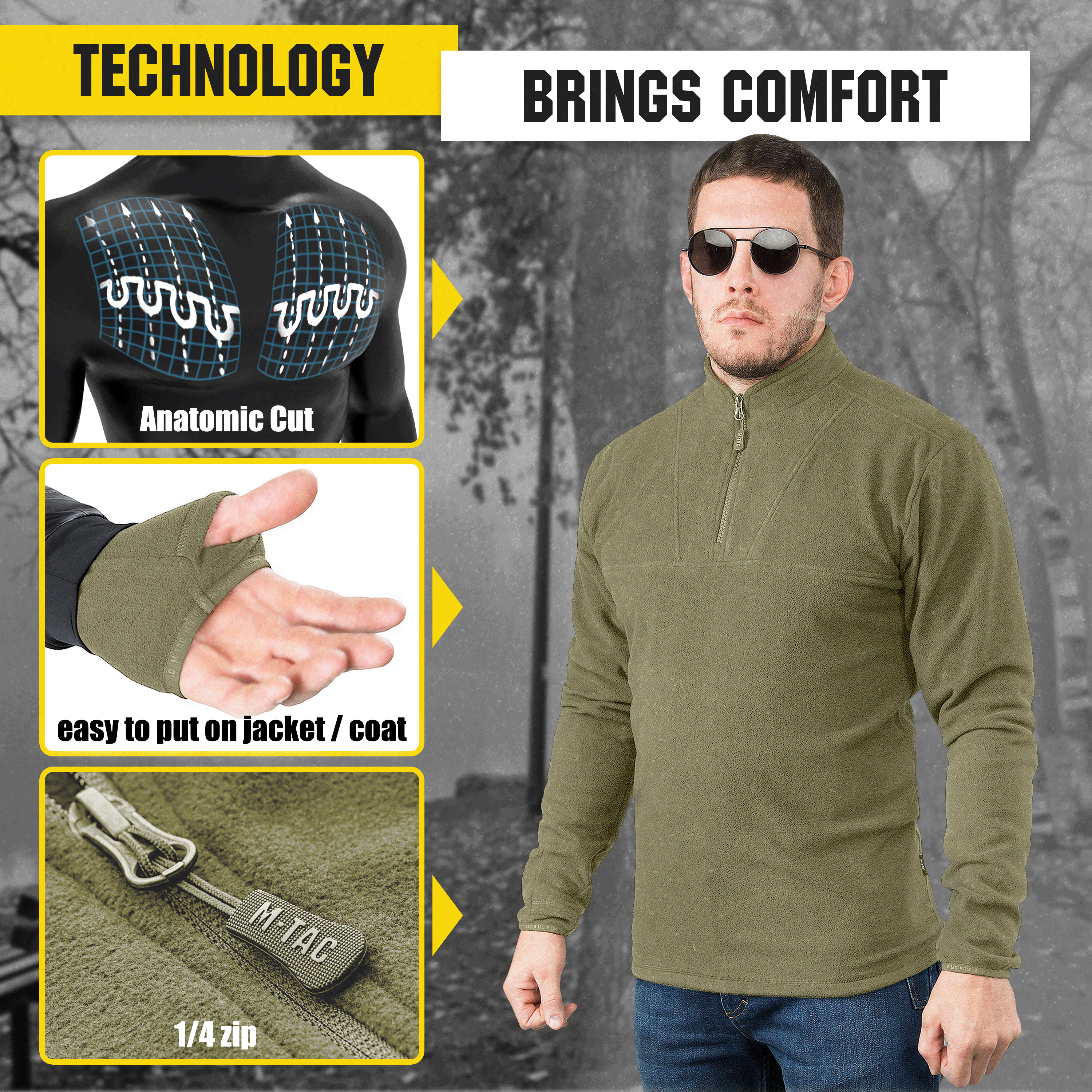 M-Tac Delta Fleece Jacket - Tactical Underwear Top Sweater 1/4 Zip - We The Collective