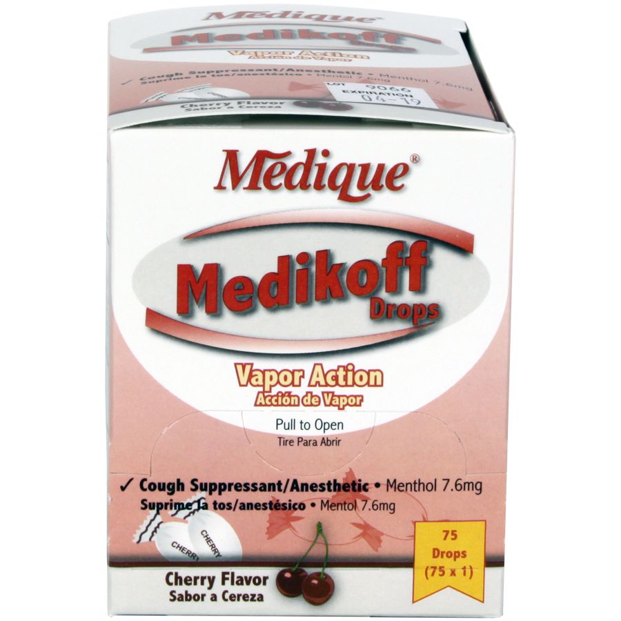 Medikoff Drops medicine in a box, with six bottles visible, designed for topical use and part of the Quakekits brand.
