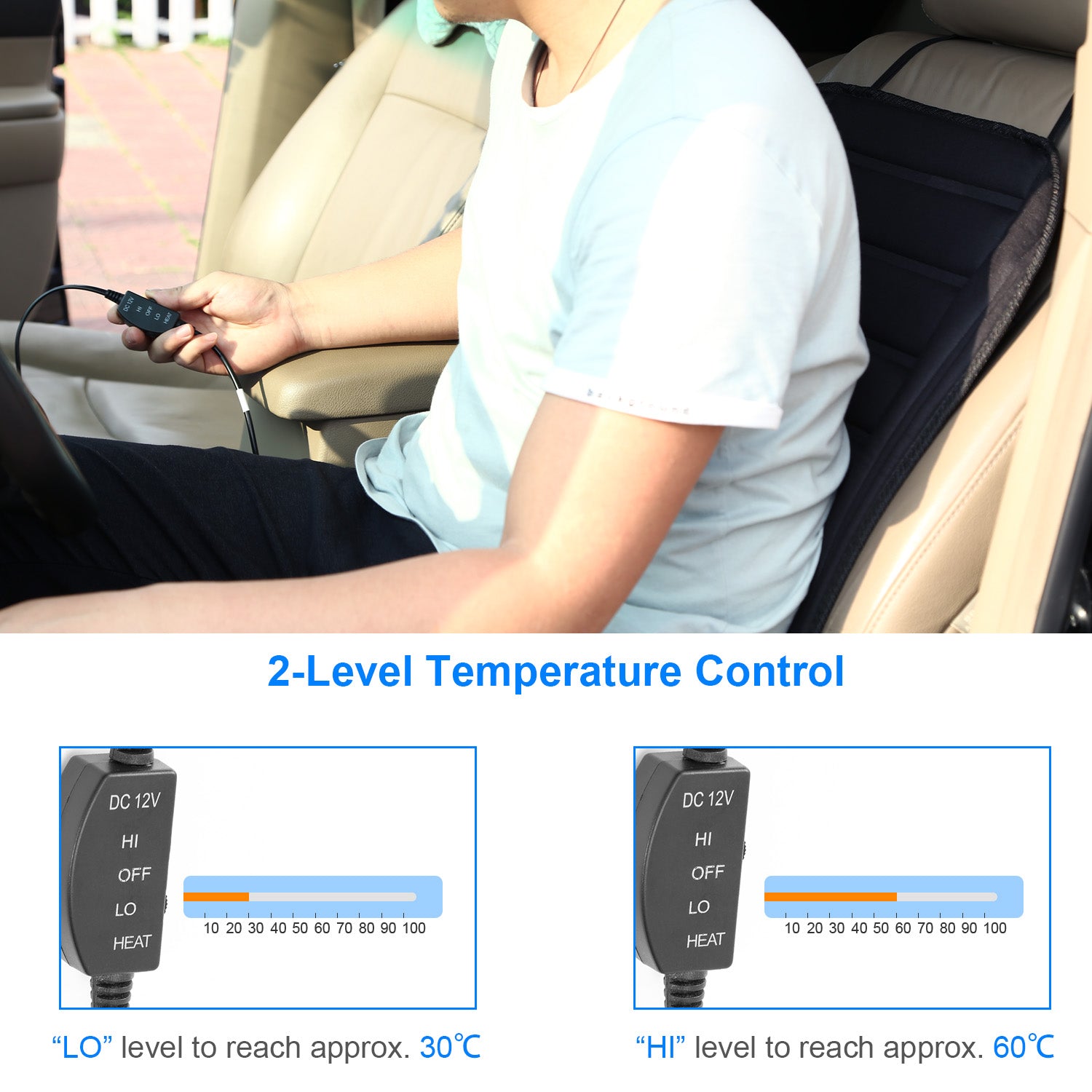 Heated Car Seat Cushion 12V Auto Seat Cover Warmer with Adjustable Temperature Controller for Cars Trucks Vans SUV - OVERLANDERS Outfitter