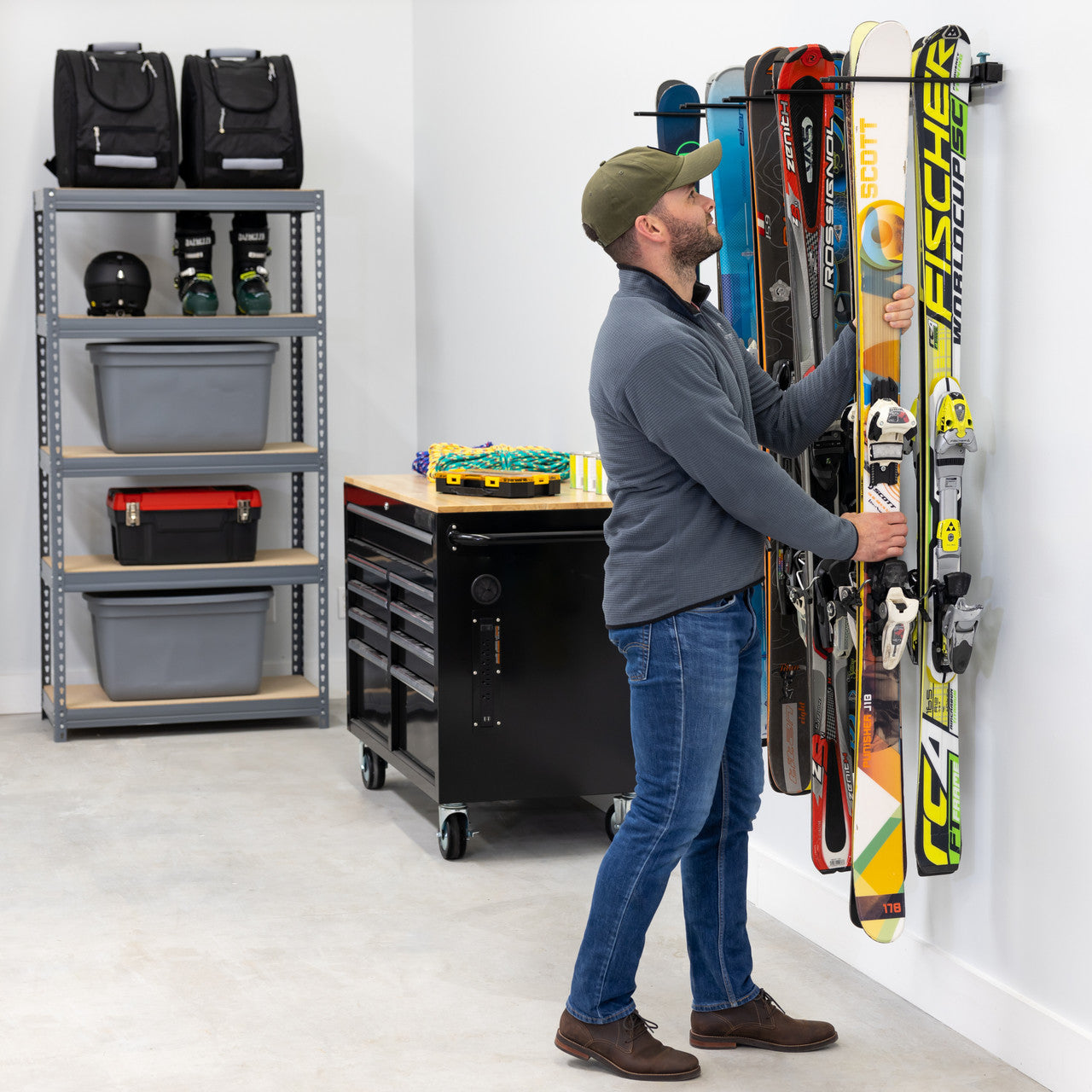 Solitude Ski Rack | Adjustable Wall Storage System | Holds 10 Pairs of Skis - OVERLANDERS Outfitter
