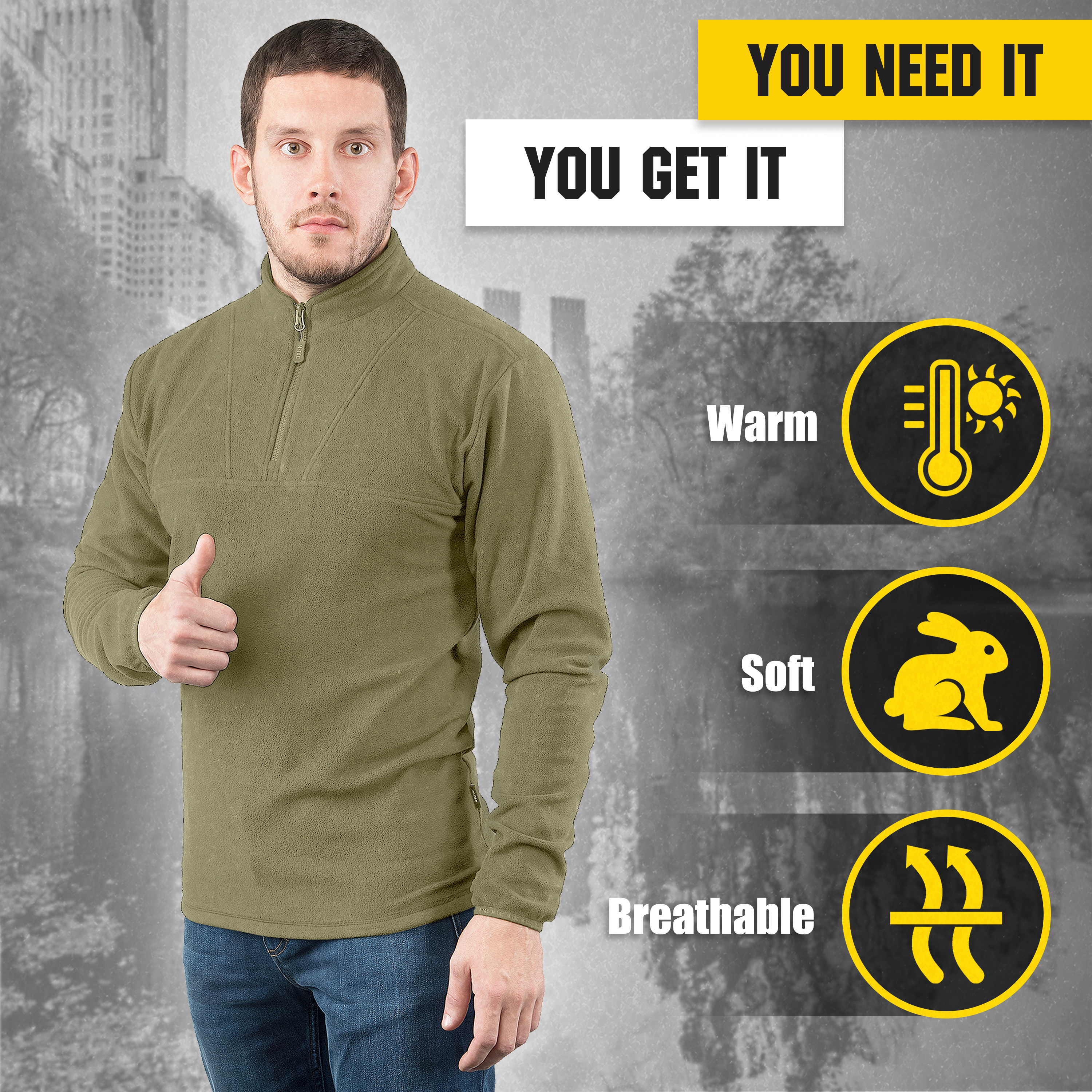 M-Tac Delta Fleece Jacket - Tactical Underwear Top Sweater 1/4 Zip - We The Collective