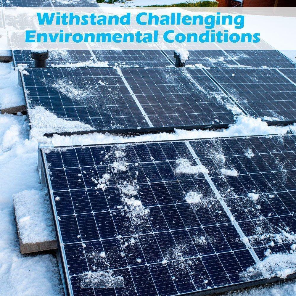 Green Vista Living Sungold Power 450W Mono PERC solar panel full pallet with 32 monocrystalline solar panels stacked together.