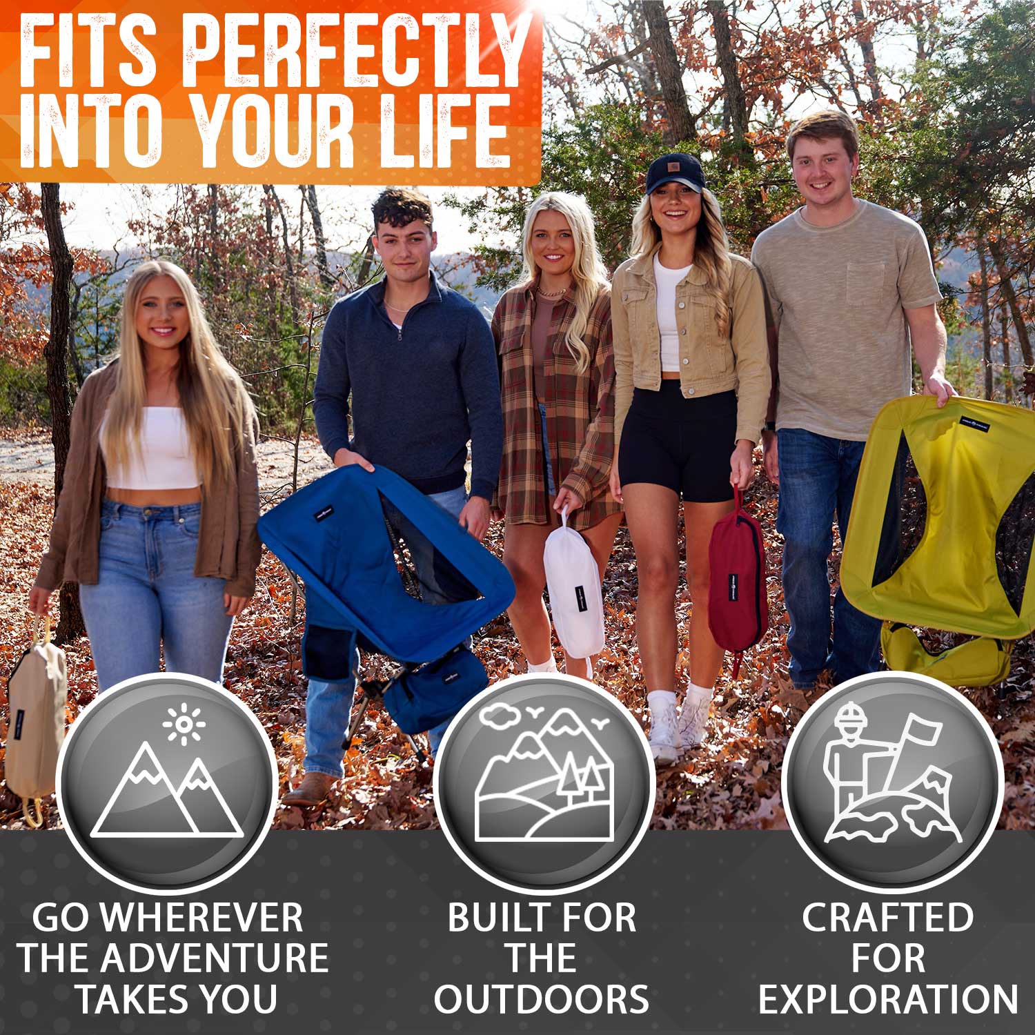 Pike Trail ultralight compact outdoor camping and beach chair with foldable design and padded seat for tailgate festivals