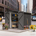 Heavy-duty galvanized steel storage shed with lockable doors, measuring 05x09FT, in a natural outdoor setting.