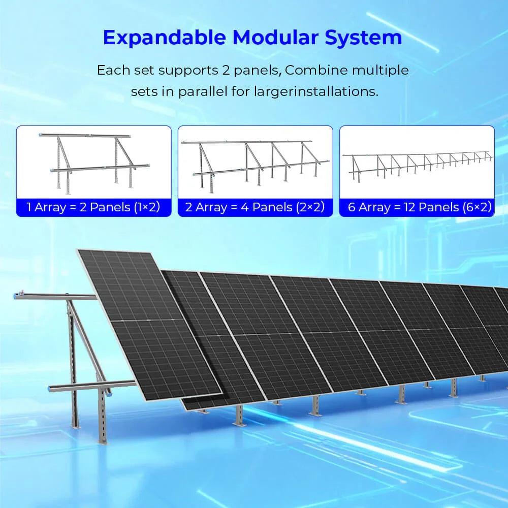 Sungold Power Modular & Expandable Ground Mount Brackets for 2× 400W–590W Solar Panels - OVERLANDERS Outfitter