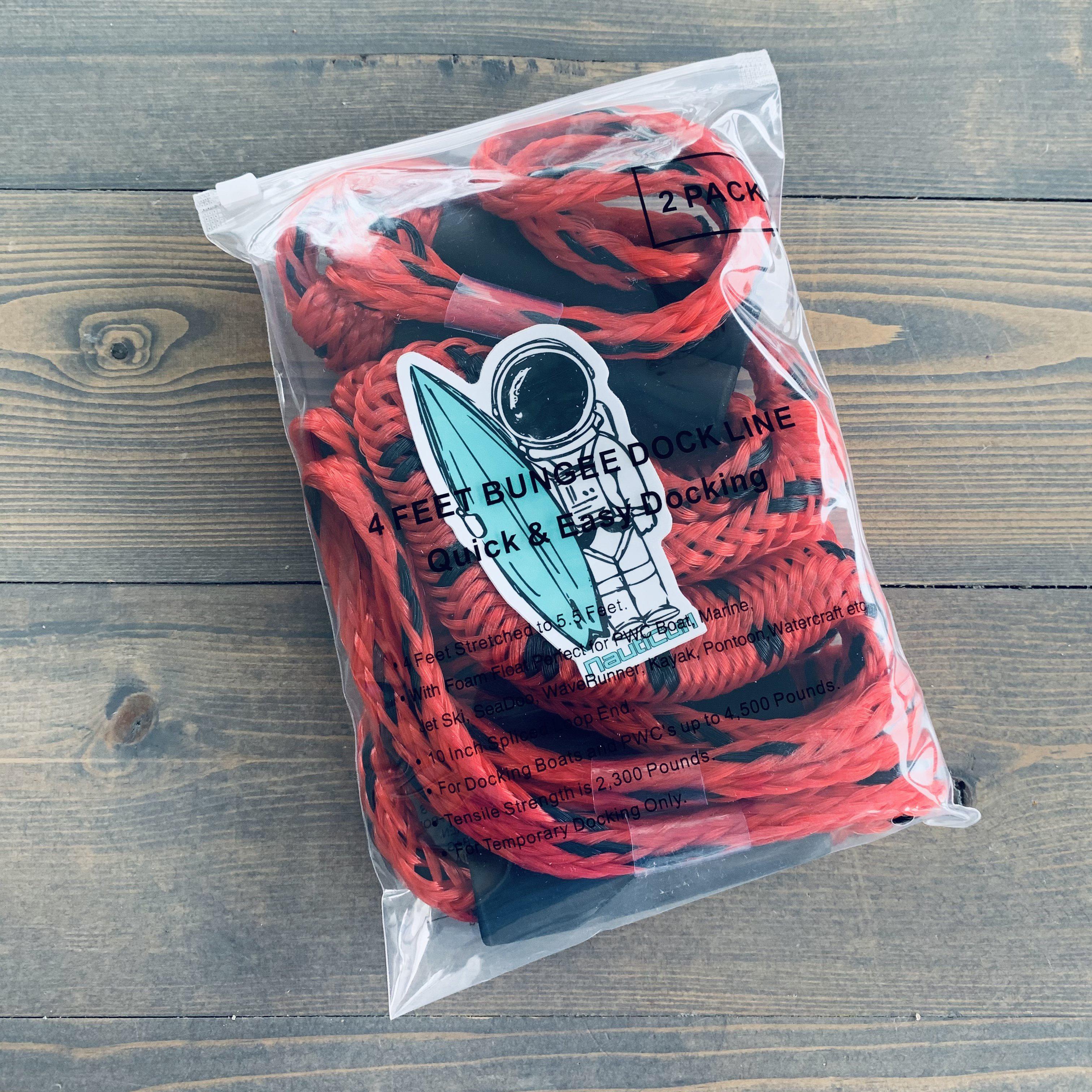 NautiCurl LLC Bungee boat ropes with shock absorption, two durable marine accessories for secure towing and water sports.