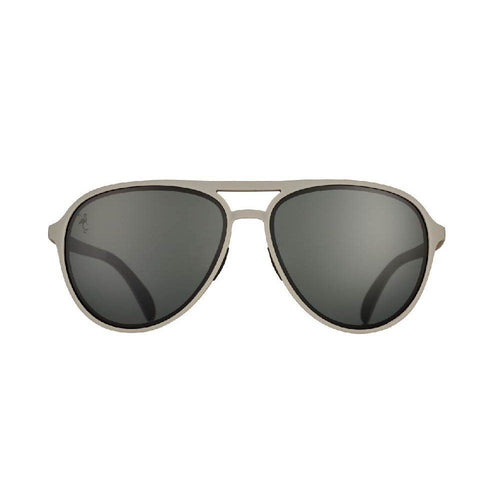 Rare Air Discs MACH G polarized sunglasses with black frames and mirrored lenses, showcasing a sleek, sporty accessory design.