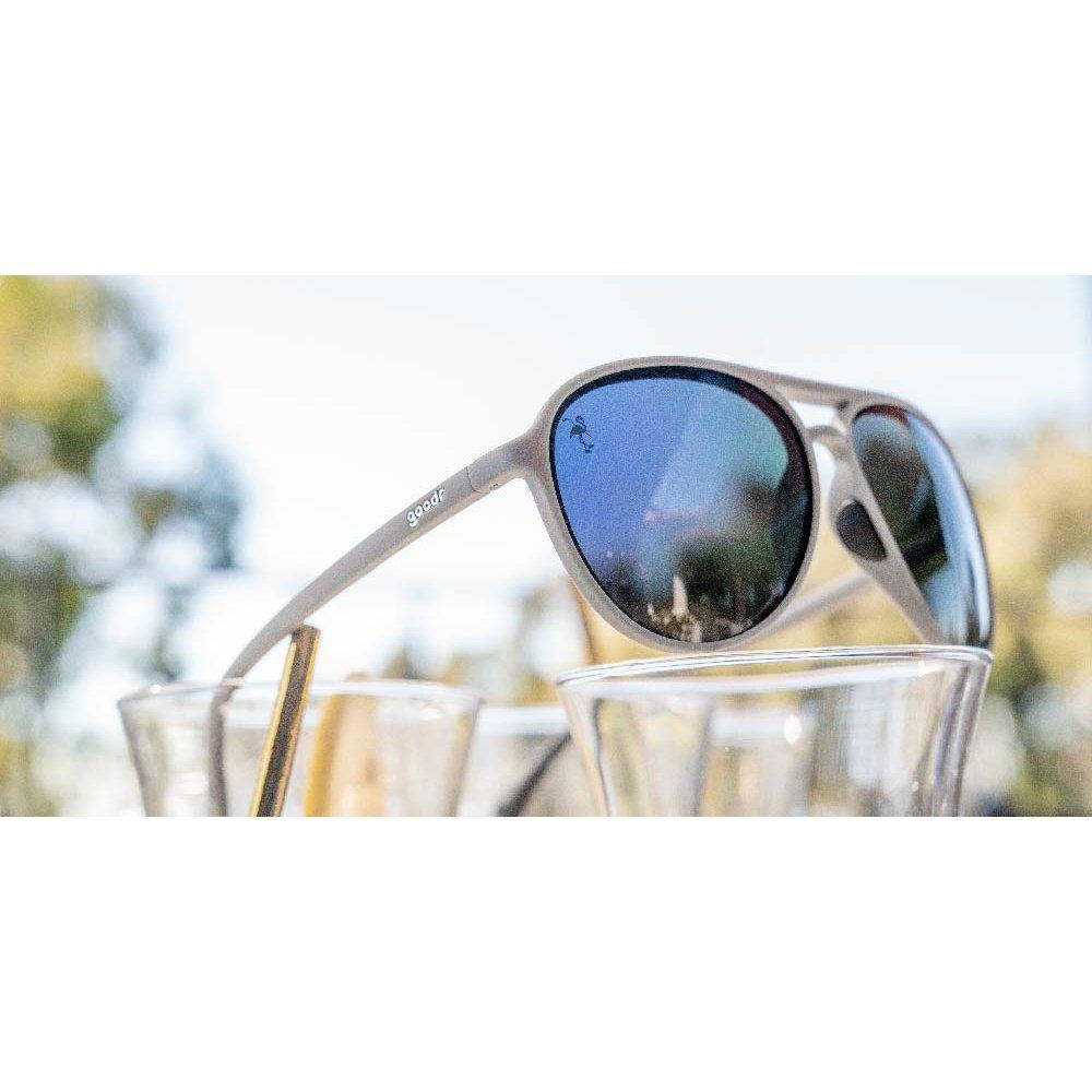 Rare Air Discs Mach G polarized sunglasses with black frames and dark lenses, designed as stylish accessories.