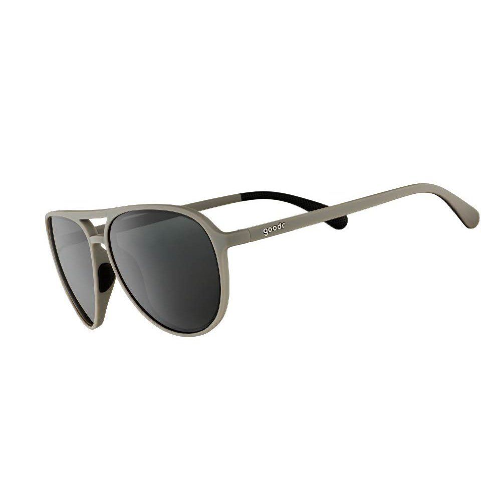 Side view of Rare Air Discs MACH G polarized sunglasses with black frames and dark lenses, showcasing their sleek design.