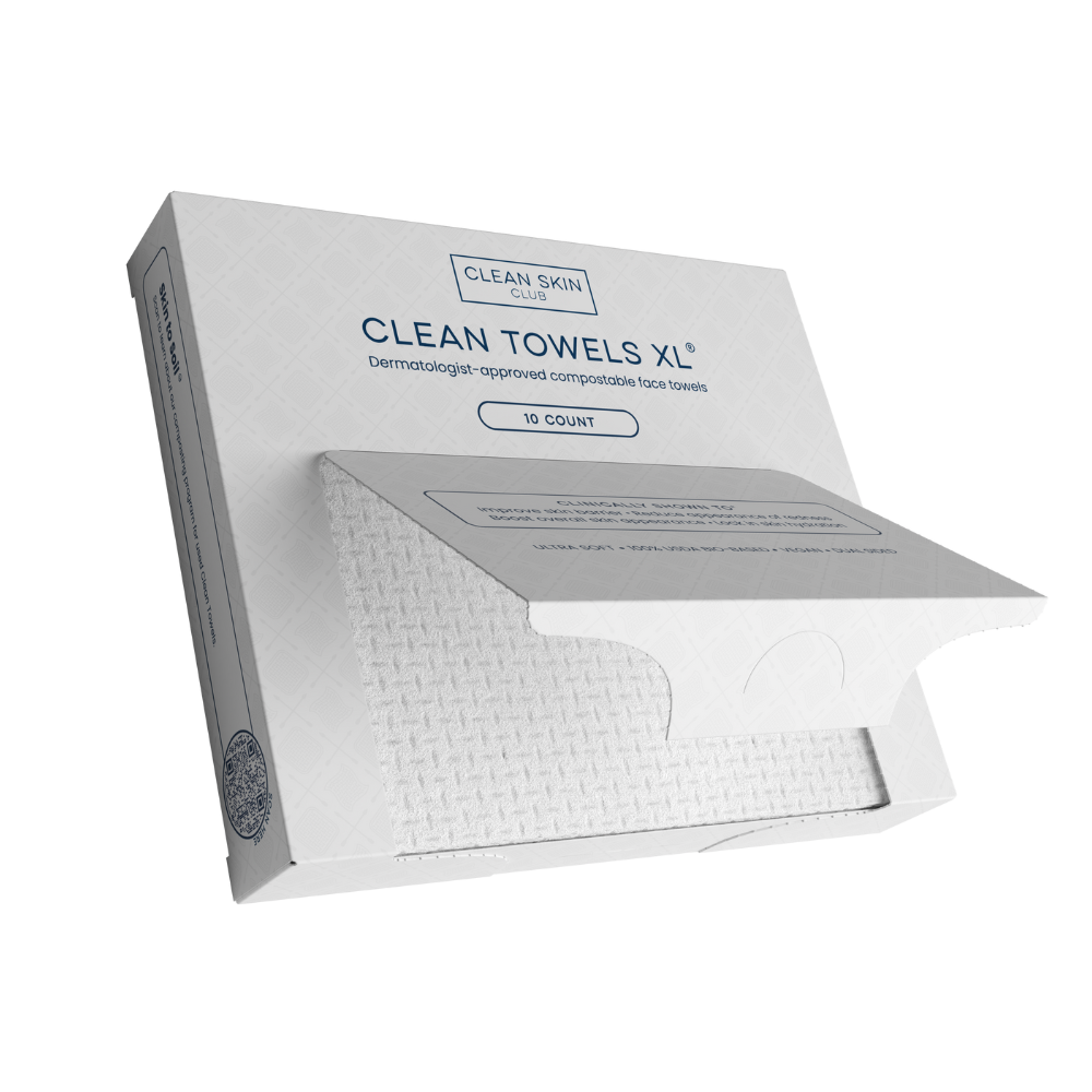 Alpenglow Readiness Supply Clean Towels XL™ disposable face towels in a pack of 10, shown neatly folded and stacked.